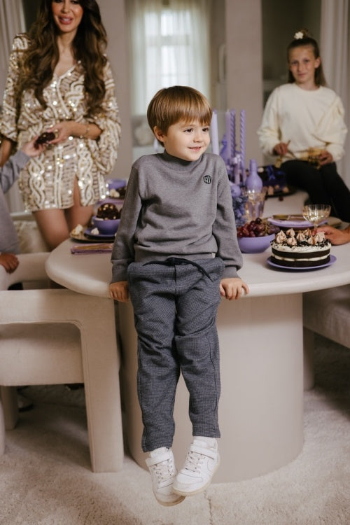 LEVV sweater jongen Cesar sweater Grey Melee grijs gemêleerd