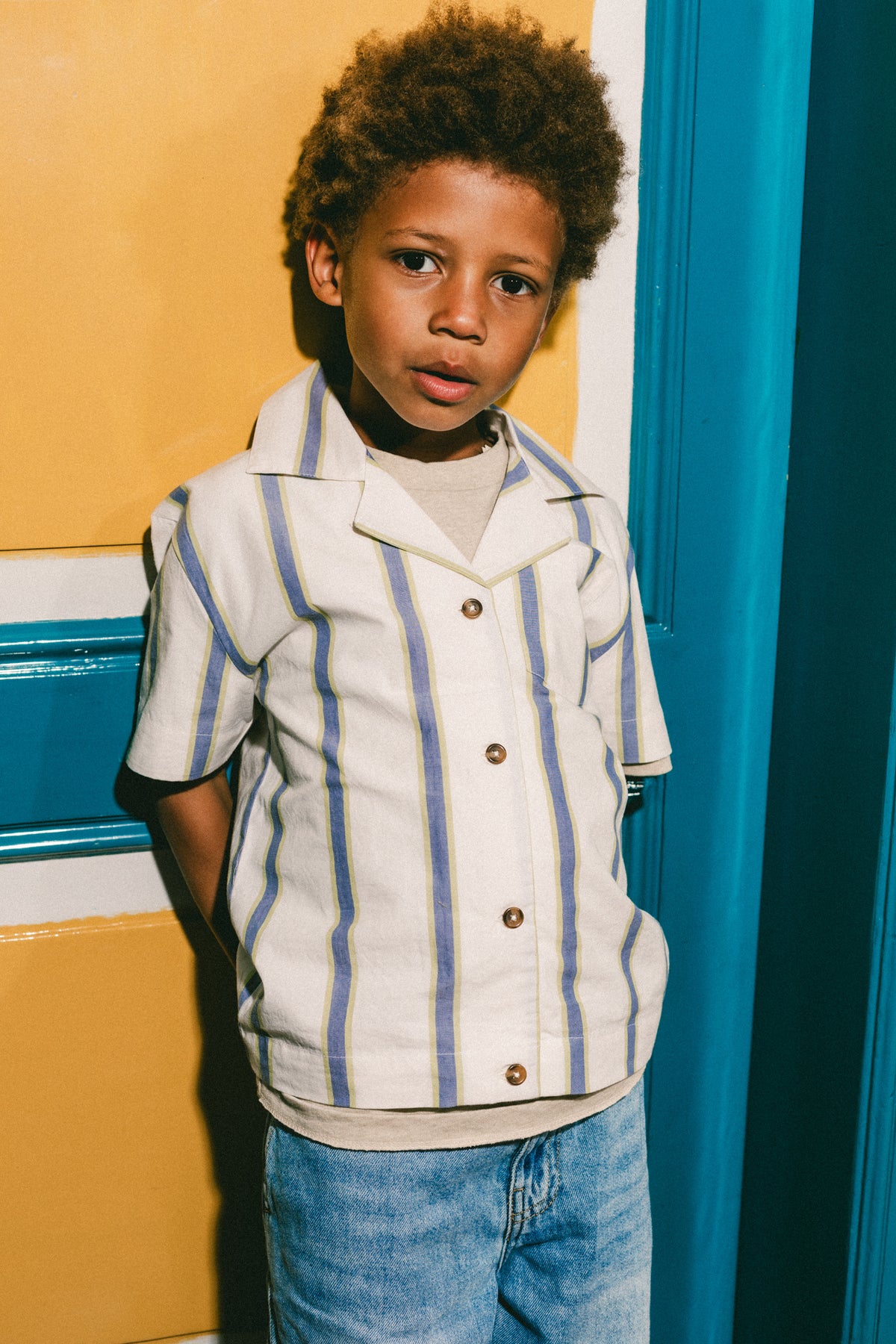 Labo de Colores blouse jongen Nicho gestreept (vanille mêlee)