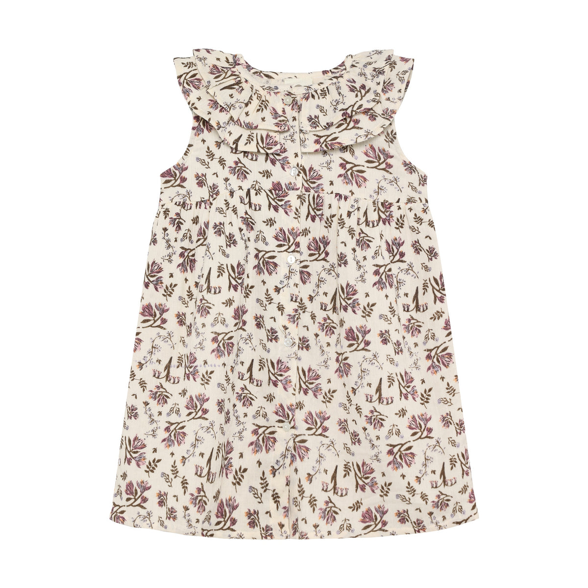 EN FANT jurk kind Floral Woven Eggnog bloemenjurk beige