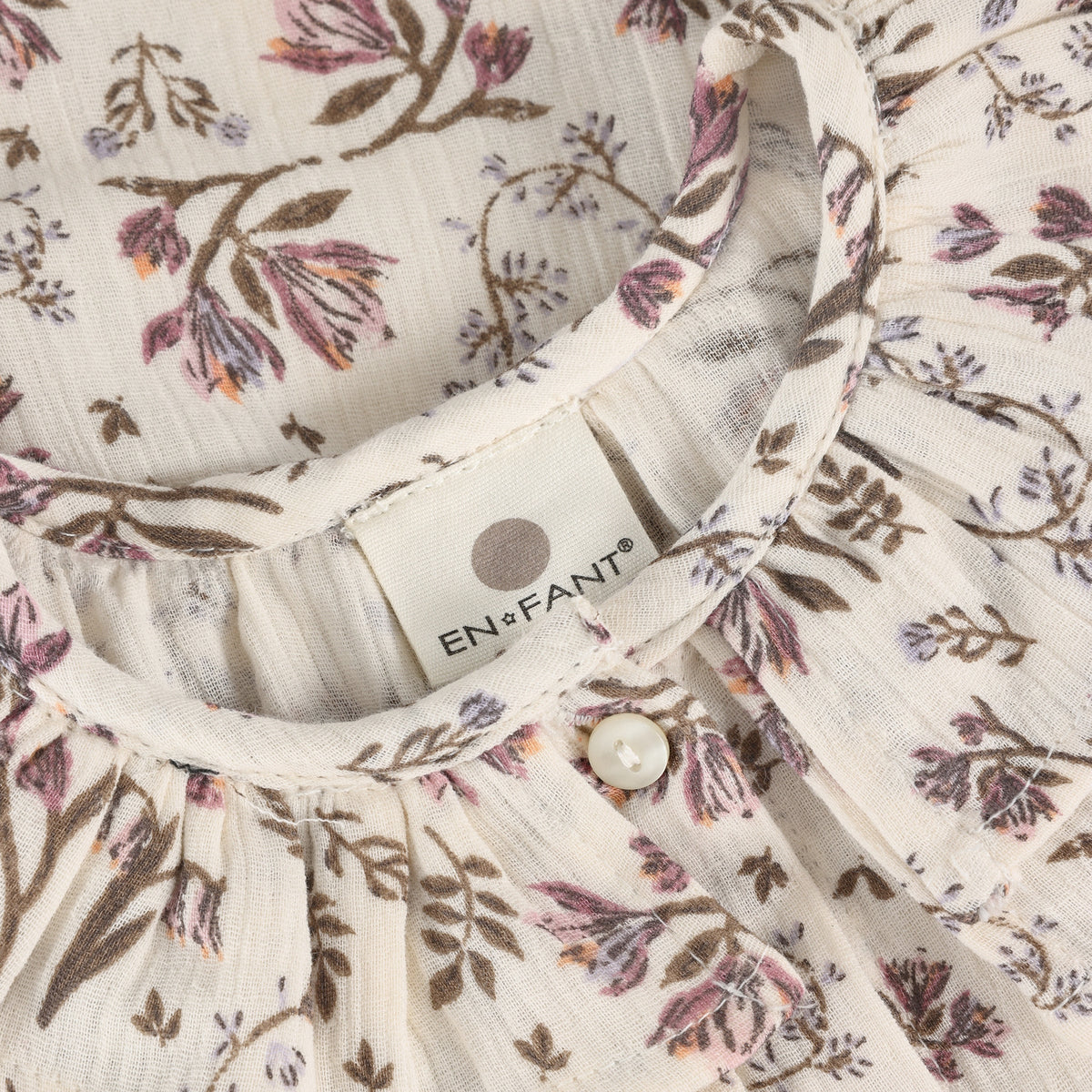 EN FANT jurk kind Floral Woven Eggnog bloemenjurk beige
