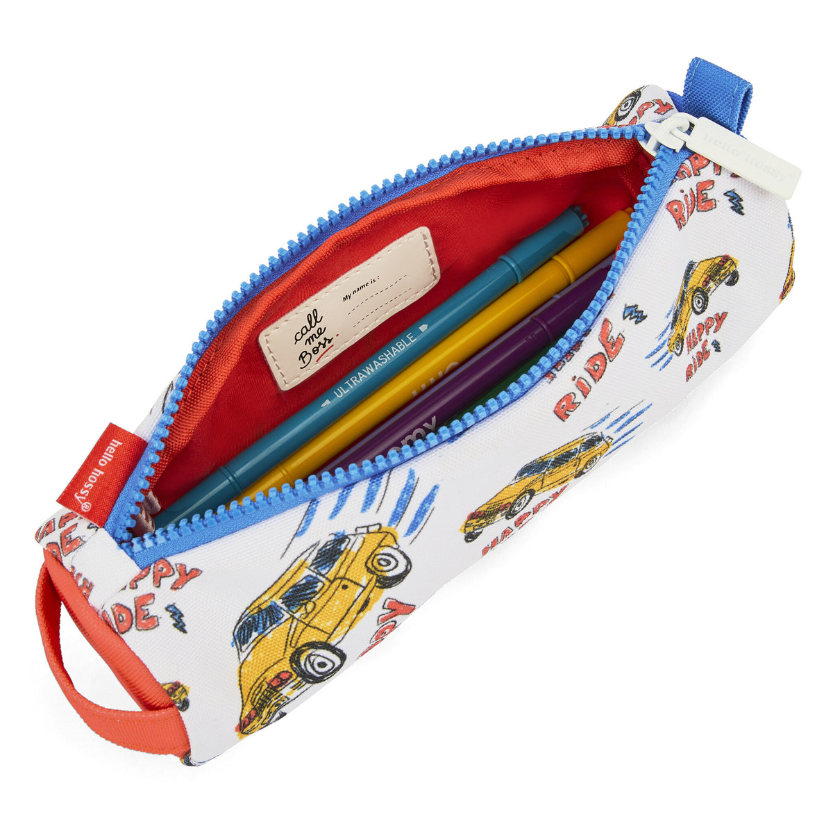Hello Hossy etui kind Happy Ride (voertuigenprint)