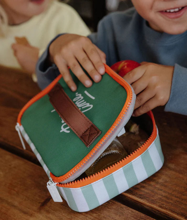 HELLO HOSSY isotherm lunchzakje kind Green Stripes groen gestreept geïsoleerd lunchtasje