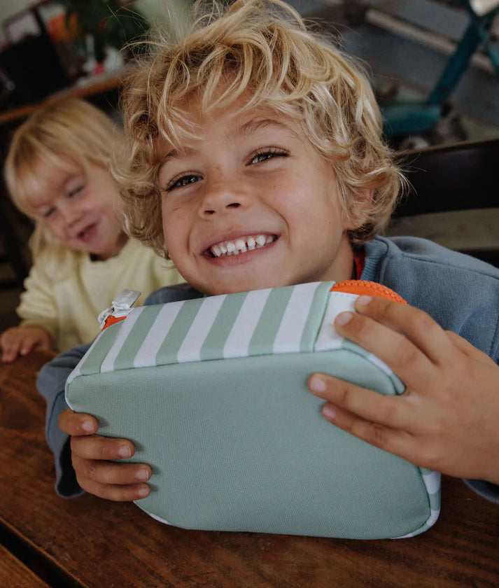 HELLO HOSSY isotherm lunchzakje kind Green Stripes groen gestreept geïsoleerd lunchtasje
