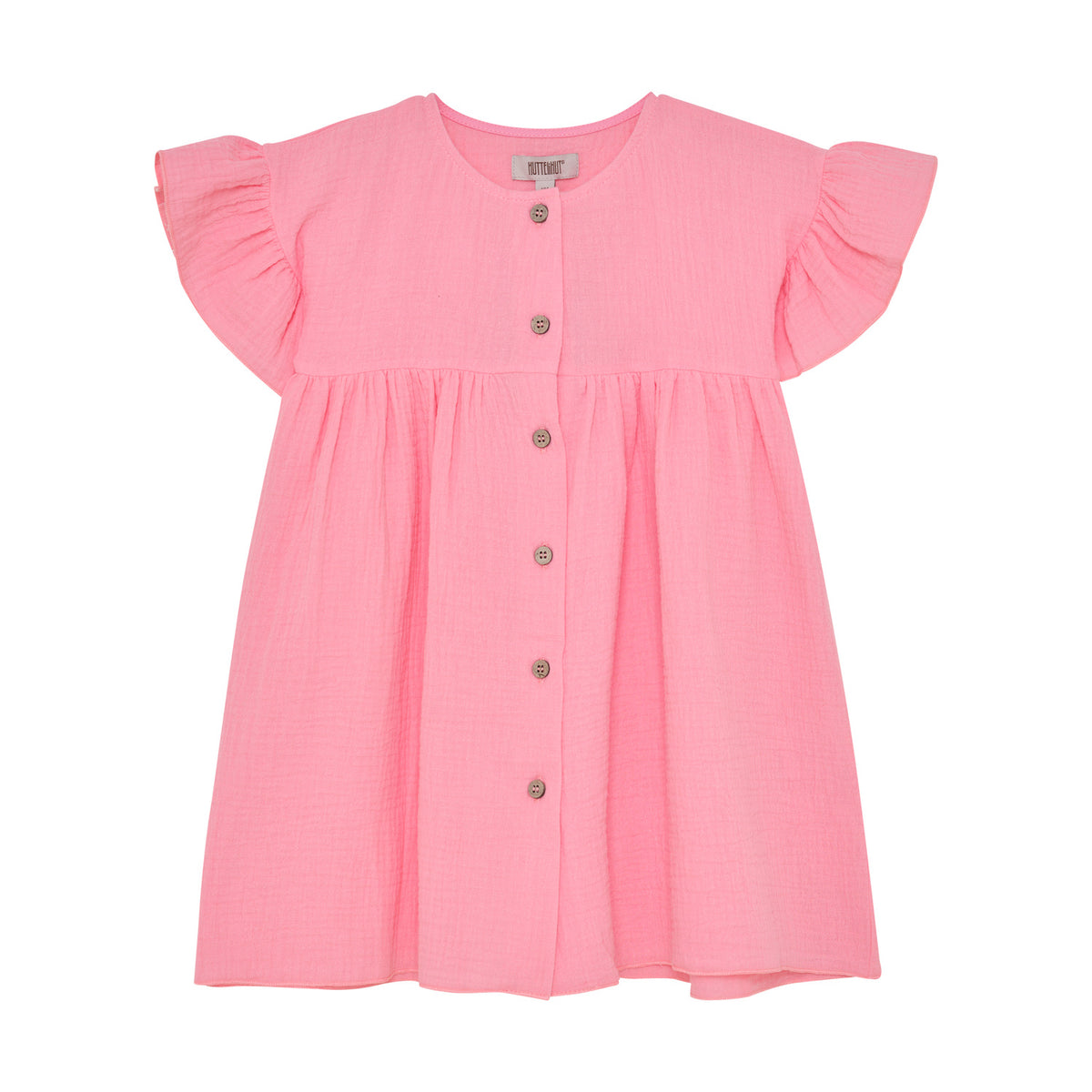 Huttelihut jurk meisje SS Muslin Plumeria roze