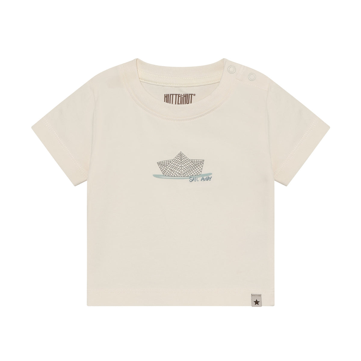 Huttelihut T-shirt baby SS Boat Antique White gebroken wit