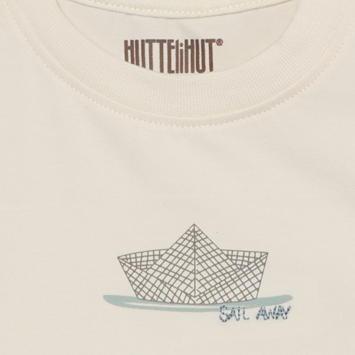 Huttelihut T-shirt baby SS Boat Antique White gebroken wit
