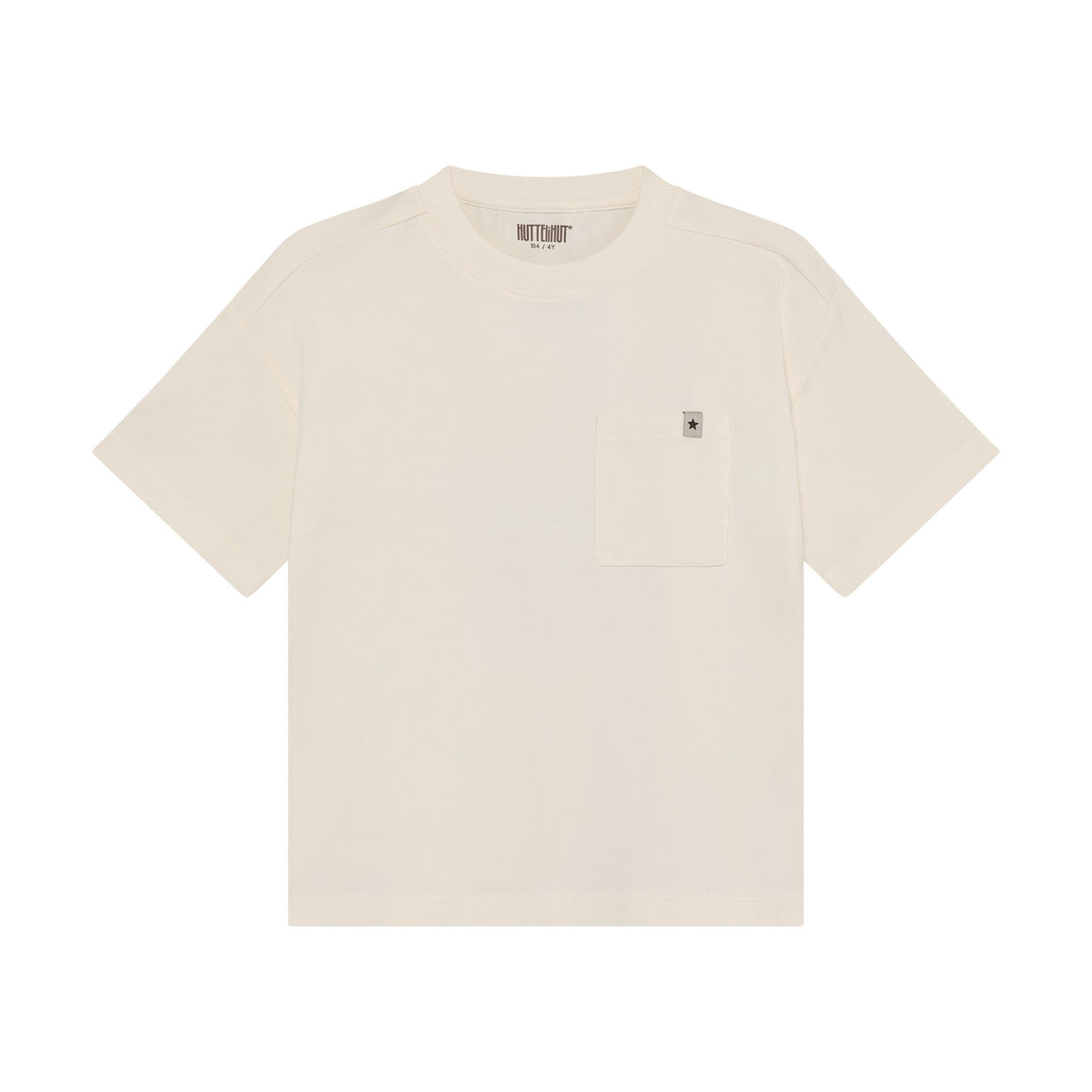 Huttelihut T-shirt jongen SS Palm Antique White gebroken wit