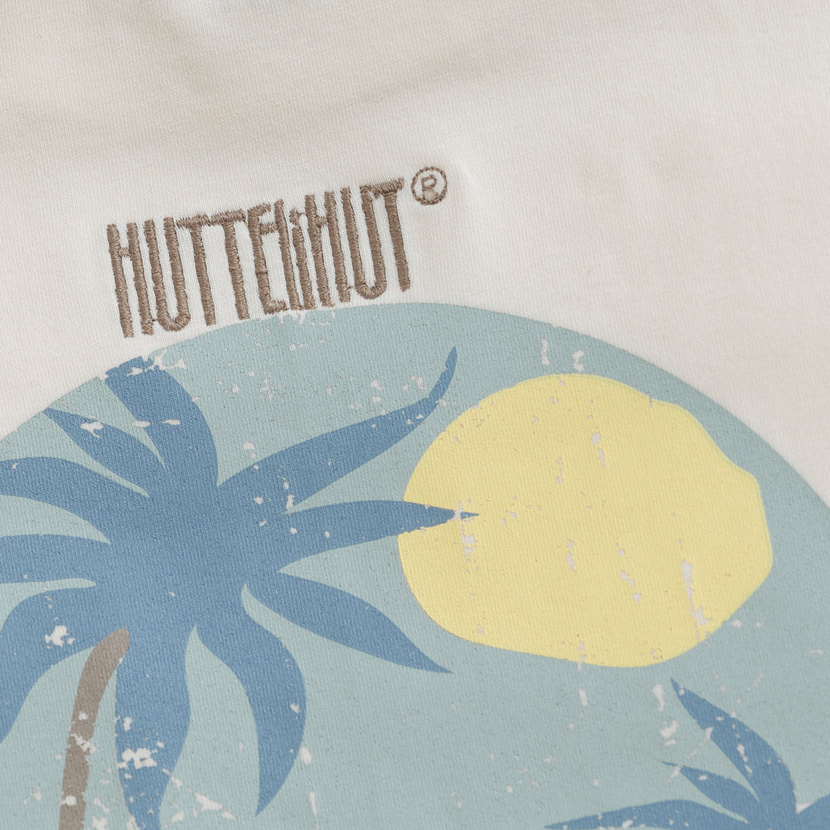 Huttelihut T-shirt jongen SS Palm Antique White gebroken wit