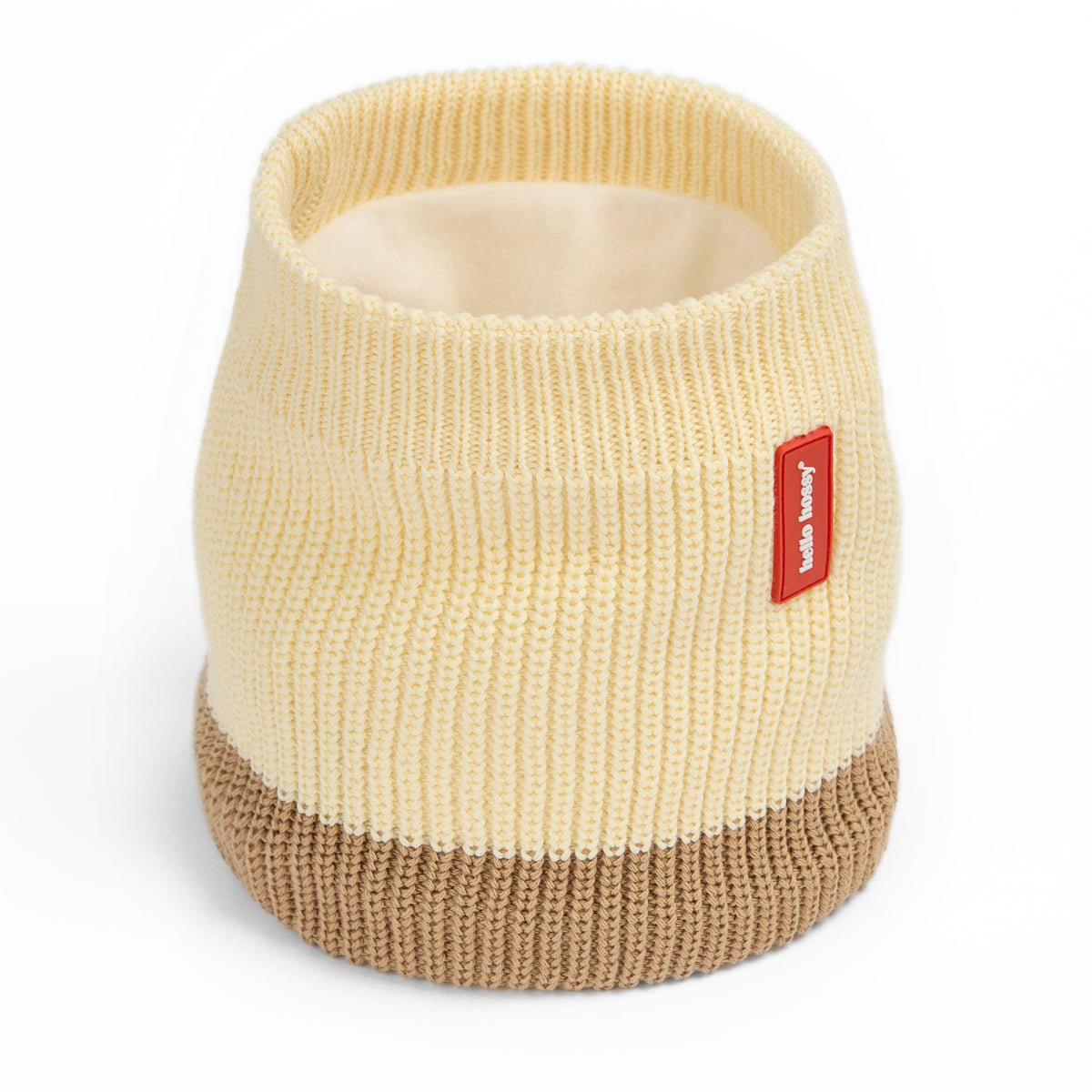 HELLO HOSSY colsjaal kind Cocoon Sandy crème karamelbruin gebreide snood