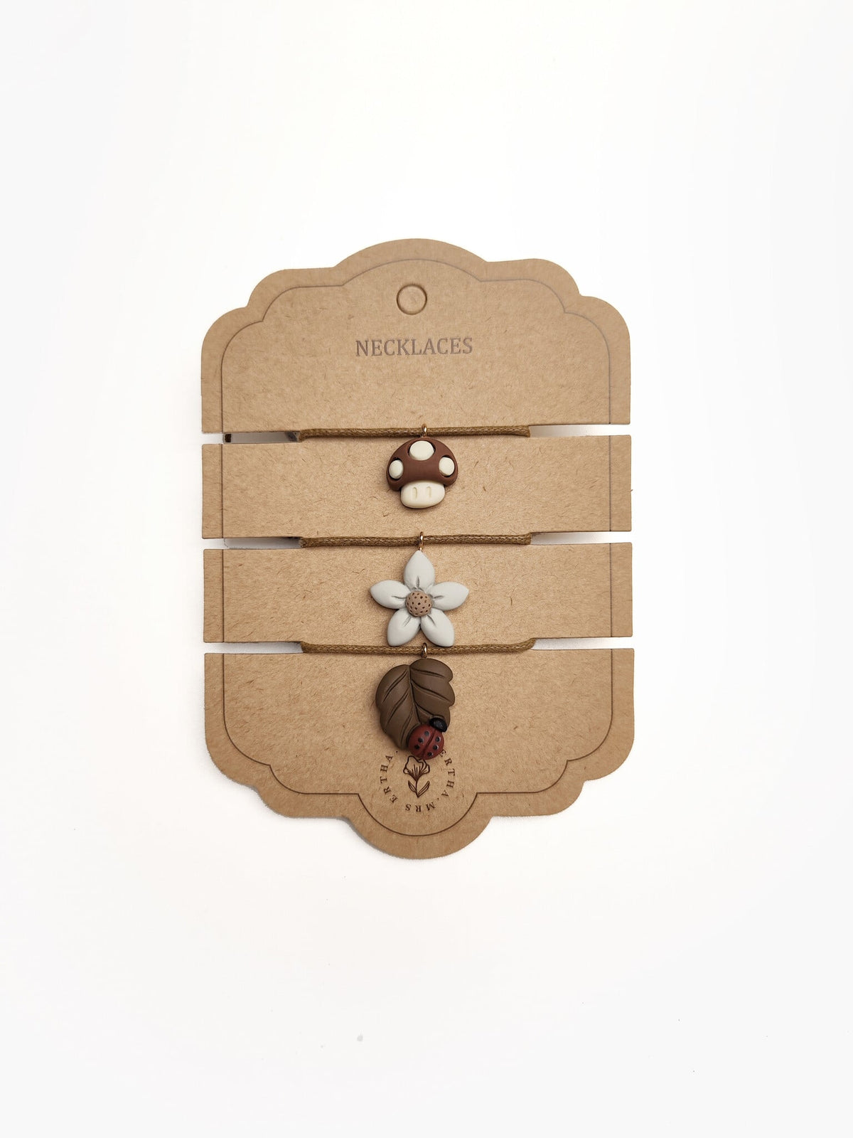 Mrs Ertha kettingen meisje 3-pack Mushroom Flower Leaf bruin