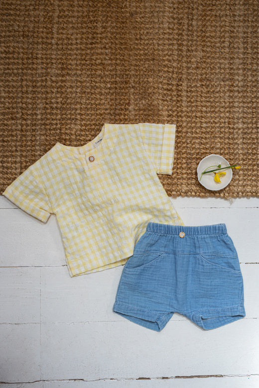 1+ IN THE FAMILY korte broek baby Anafi denim blauw