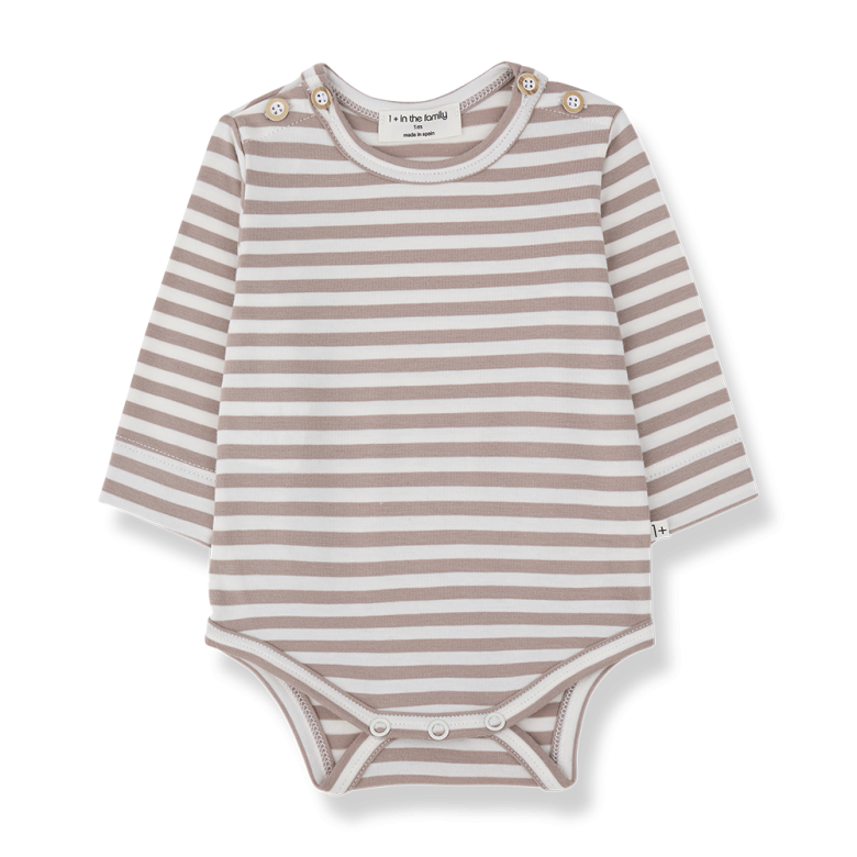 1+ IN THE FAMILY shirt baby Biel taupe bruin lange mouw