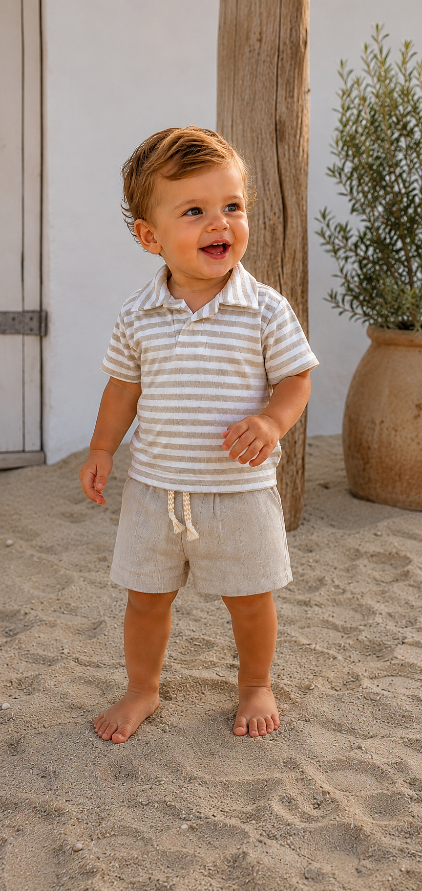 1+ IN THE FAMILY polo baby Borrassa beige wit