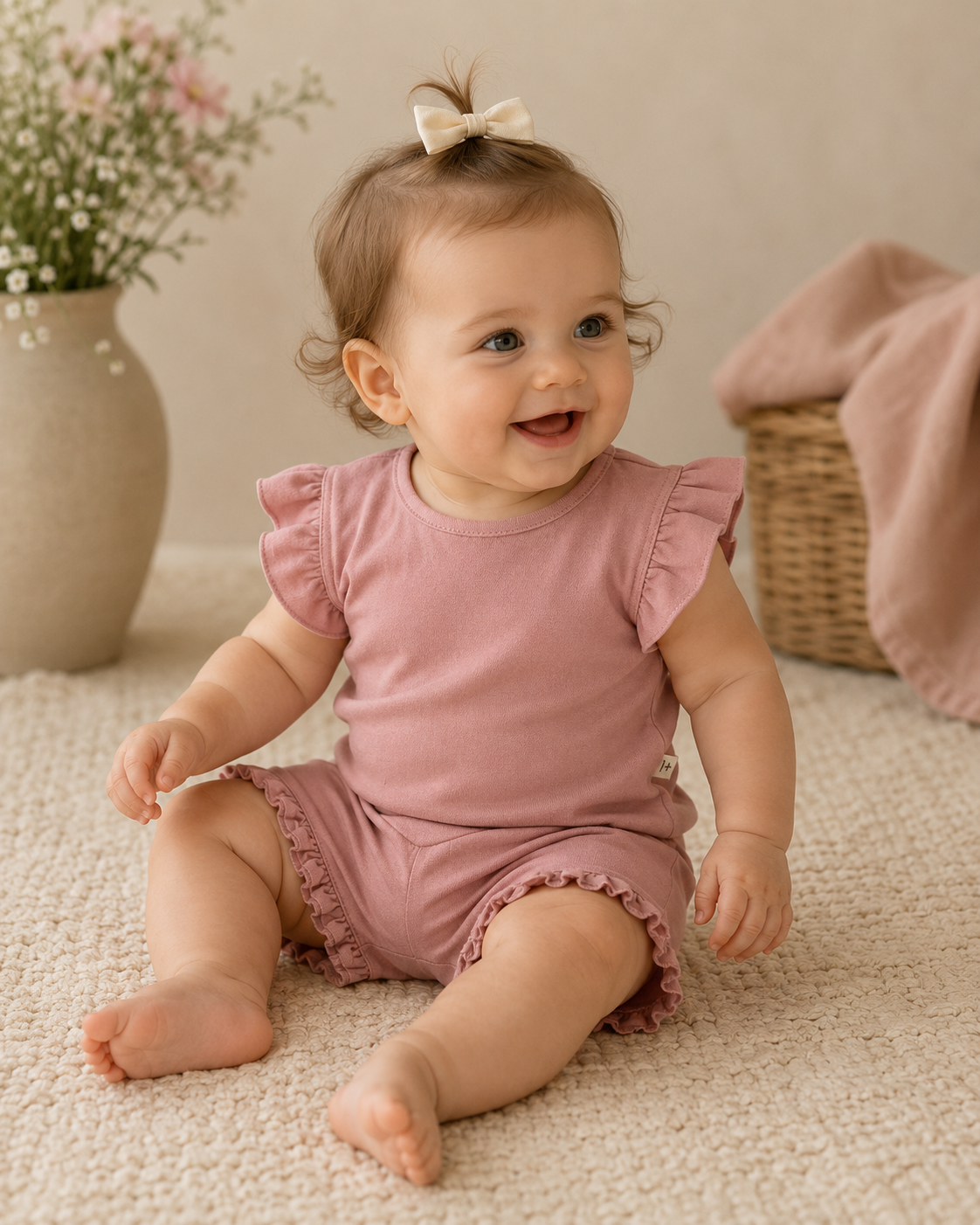 1+ IN THE FAMILY shirt baby Campanet Strawberry roze