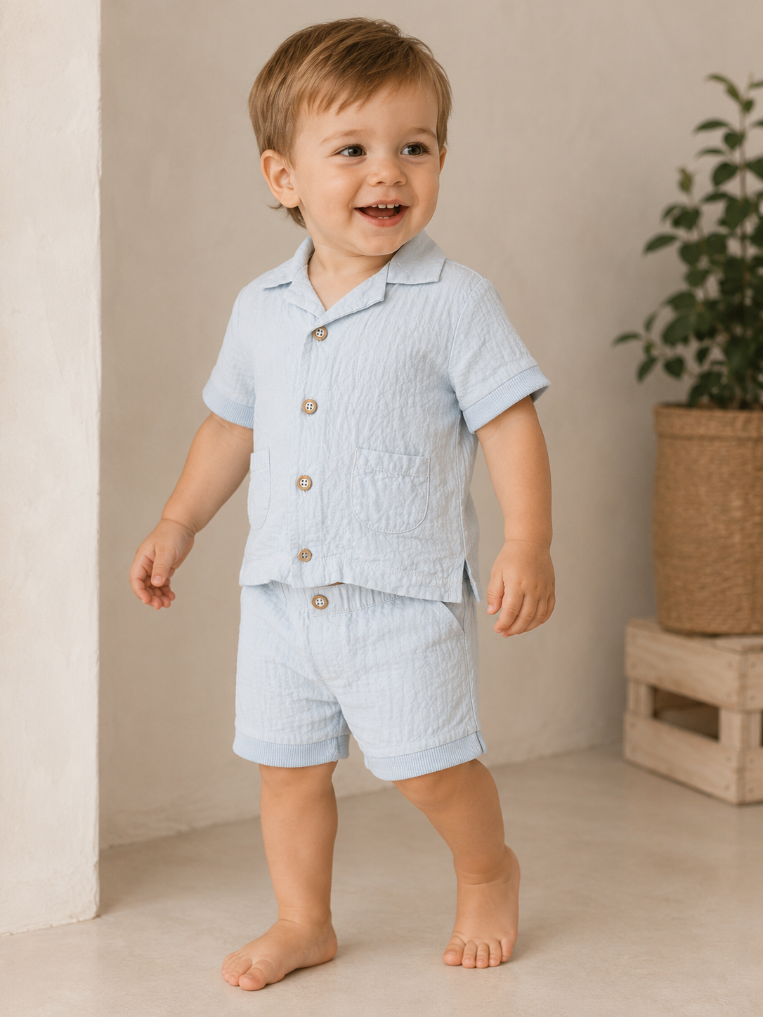 1+ IN THE FAMILY blouse baby Corinto Misty blauw