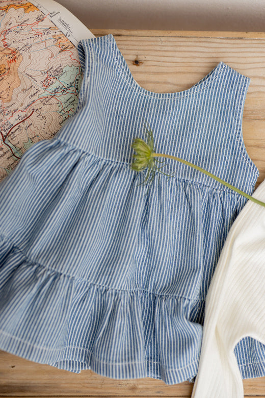 1+ IN THE FAMILY jurk baby Galdana denim spijkerjurk blauw