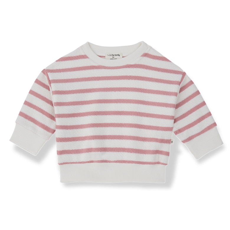 1+ IN THE FAMILY trui baby Marroig Strawberry roze sweater gestreept