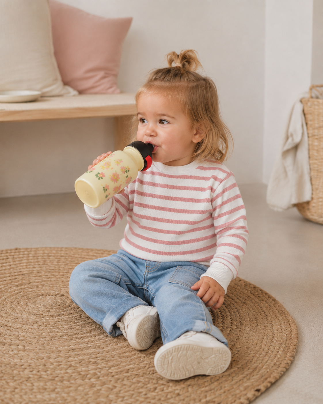 1+ IN THE FAMILY trui baby Marroig Strawberry roze sweater gestreept