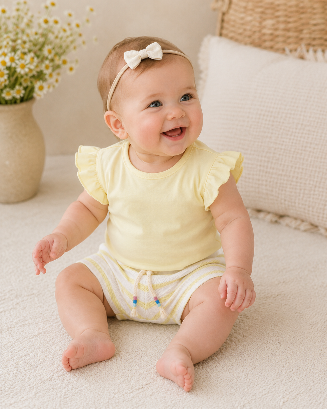 1+ IN THE FAMILY korte broek baby Portinatx Lemon geel