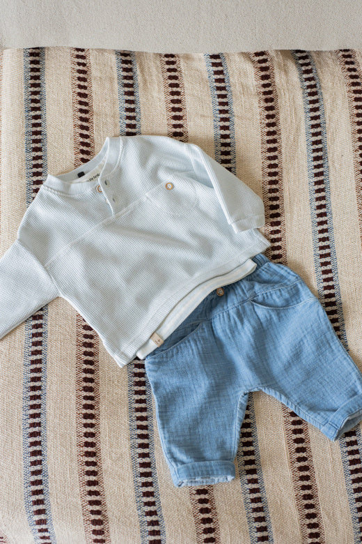 1+ IN THE FAMILY broek baby Zante denim blauw