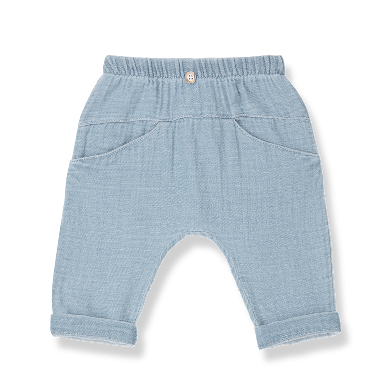 1+ IN THE FAMILY broek baby Zante denim blauw