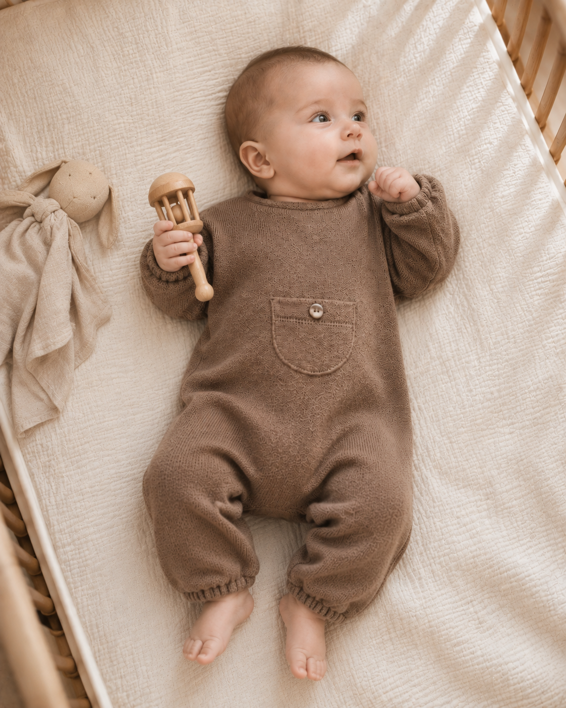 PLAY UP jumpsuit pak baby Jersey Tufting Brown (bruin)