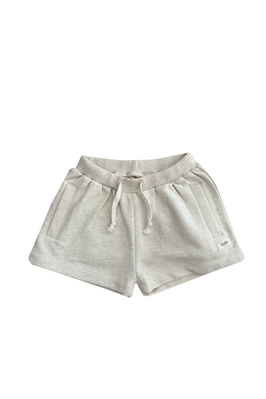 BAJE korte broek jongen Bamba short Creme Melange beige (valt groot)