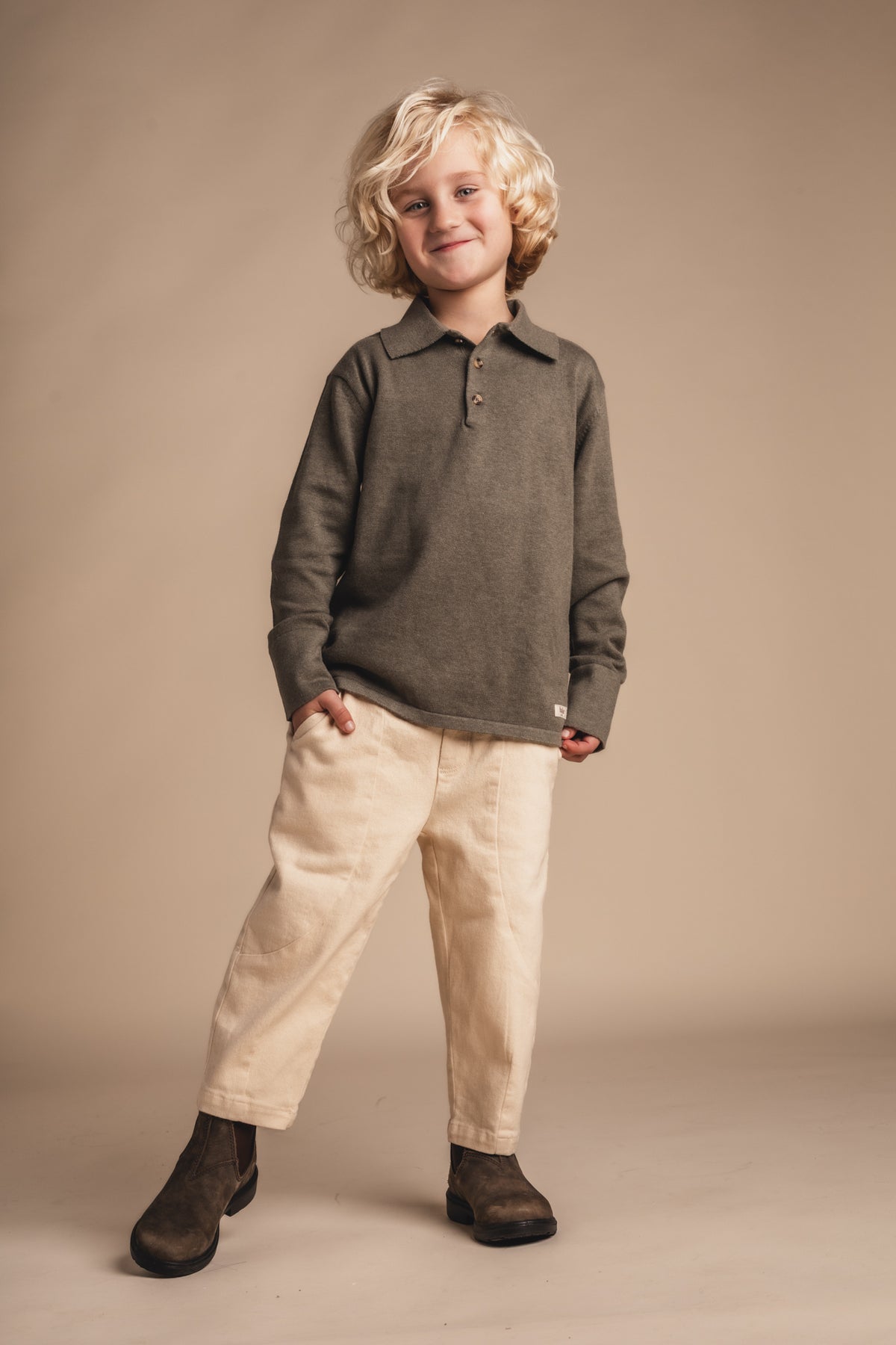BAJE visgraat broek jongen Carth Taupe
