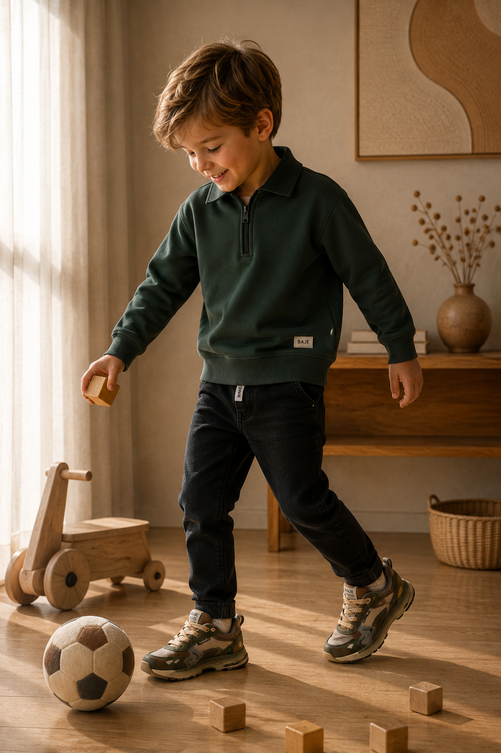 BAJE polo sweater jongen Cooper Green Agave (olijfgroen)