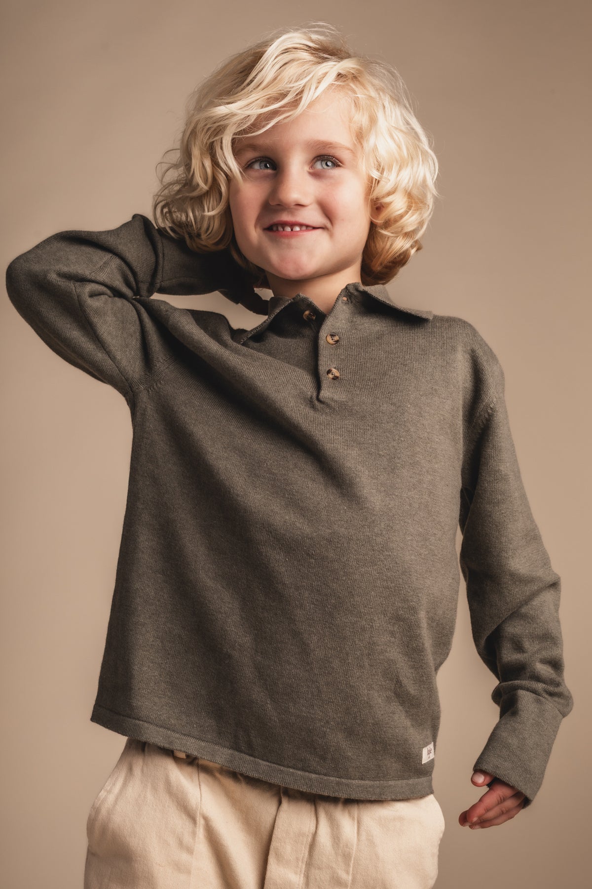 BAJE polo longsleeve jongen Evans Green Agave (olijfgroen)