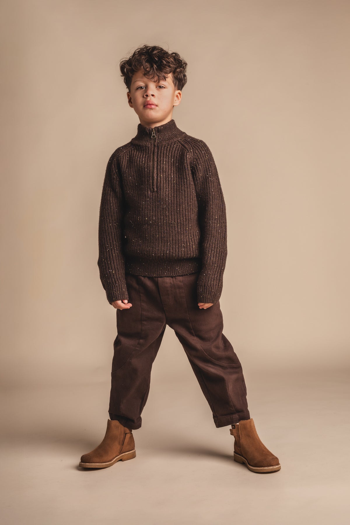 BAJE gebreide sweater trui jongen Fox Brown Choco (chocoladebruin)