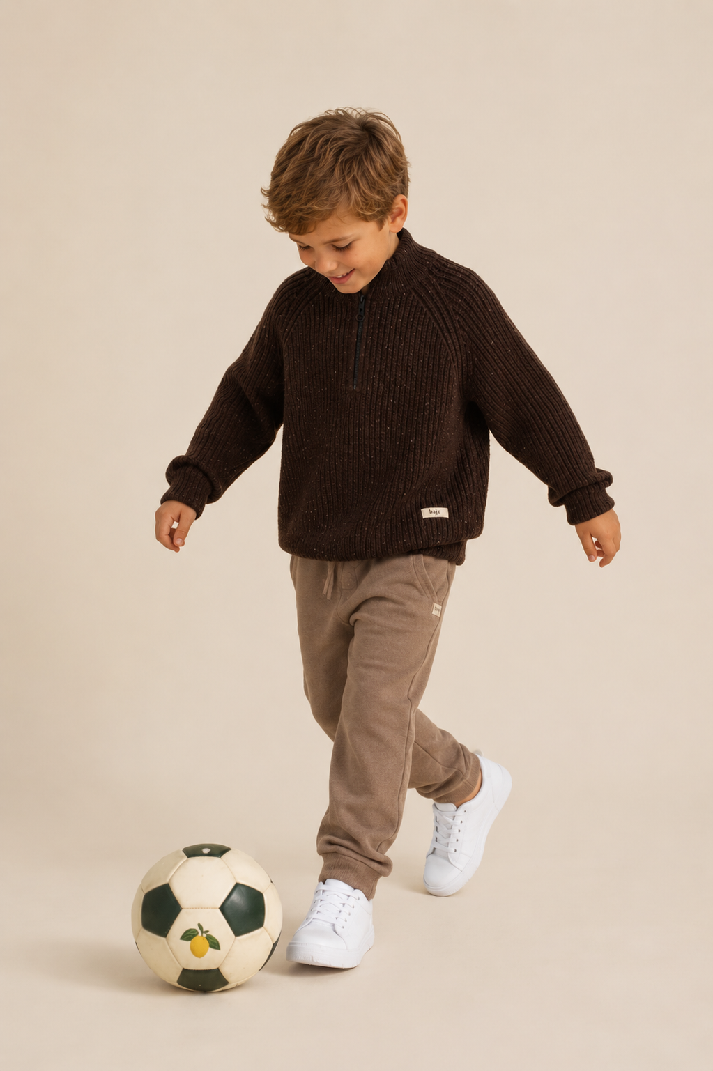 BAJE gebreide sweater trui jongen Fox Brown Choco (chocoladebruin)