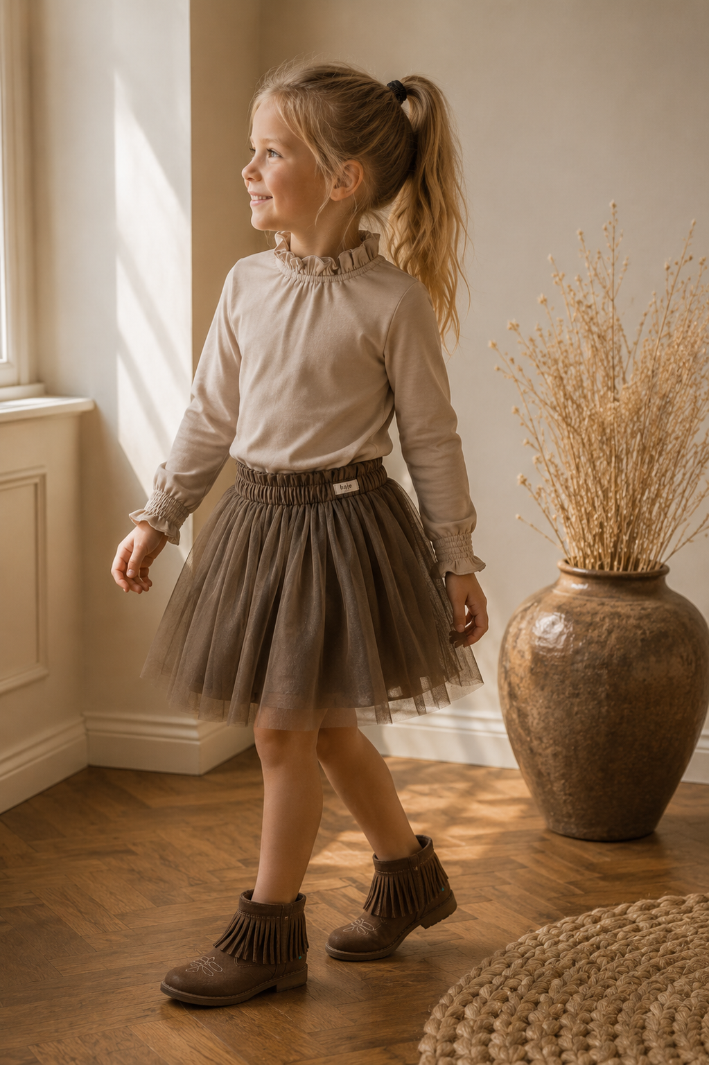 BAJE longsleeve meisje Healy Taupe Light (lichttaupe)