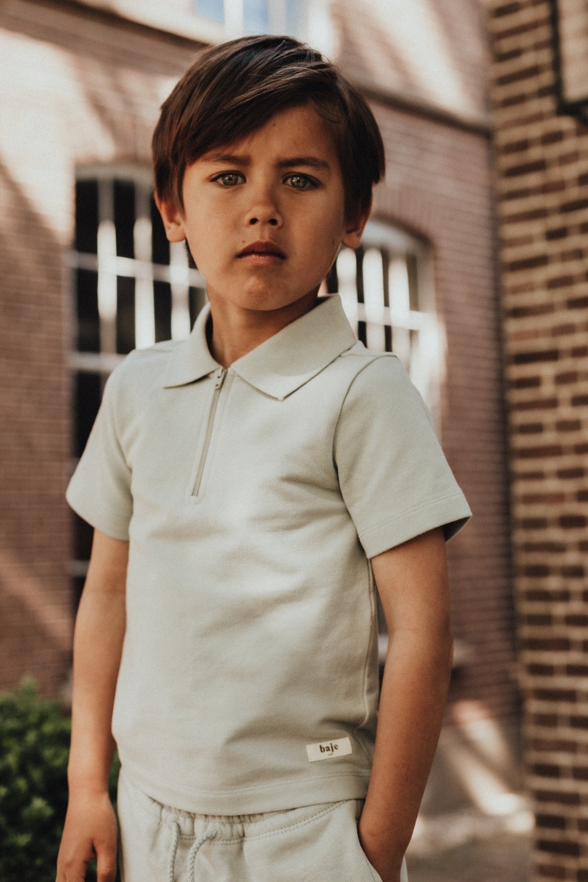 BAJE polo jongen Hervas Green Greyish groen (valt groot)