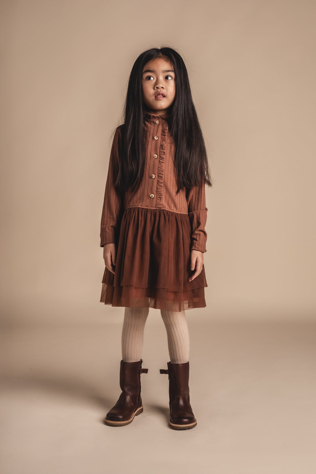 BAJE jurk meisje Junna Copper Brown (koperbruin)