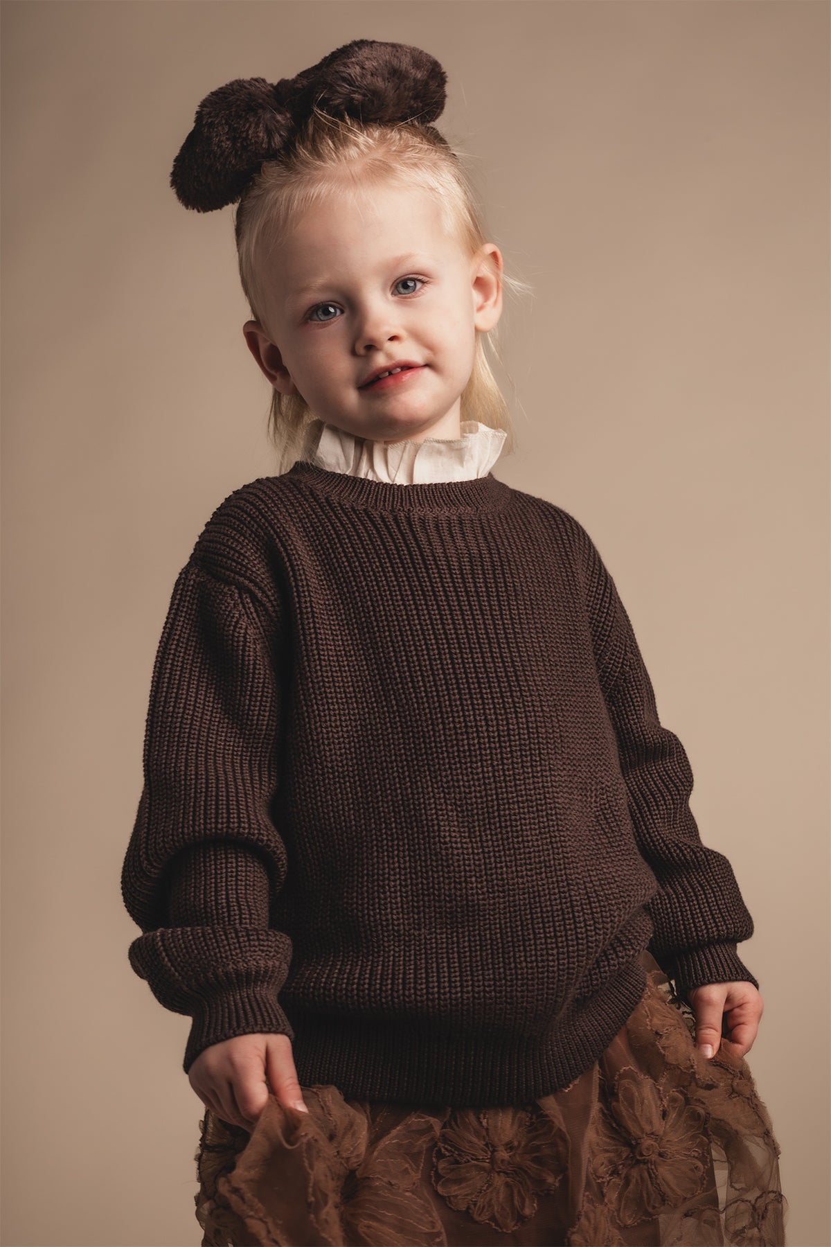 BAJE gebreide sweater meisje Mai Brown Choco (chocoladebruin)