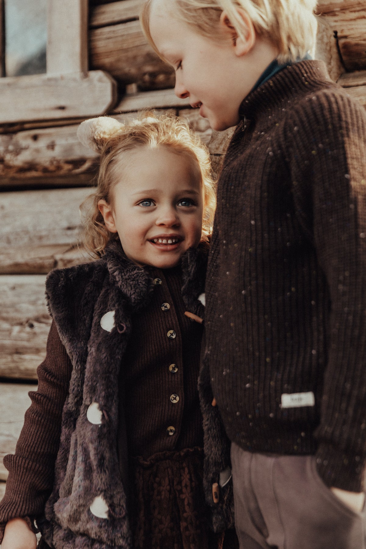 BAJE teddy gilet meisje Meddox Brown Choco (chocoladebruin)