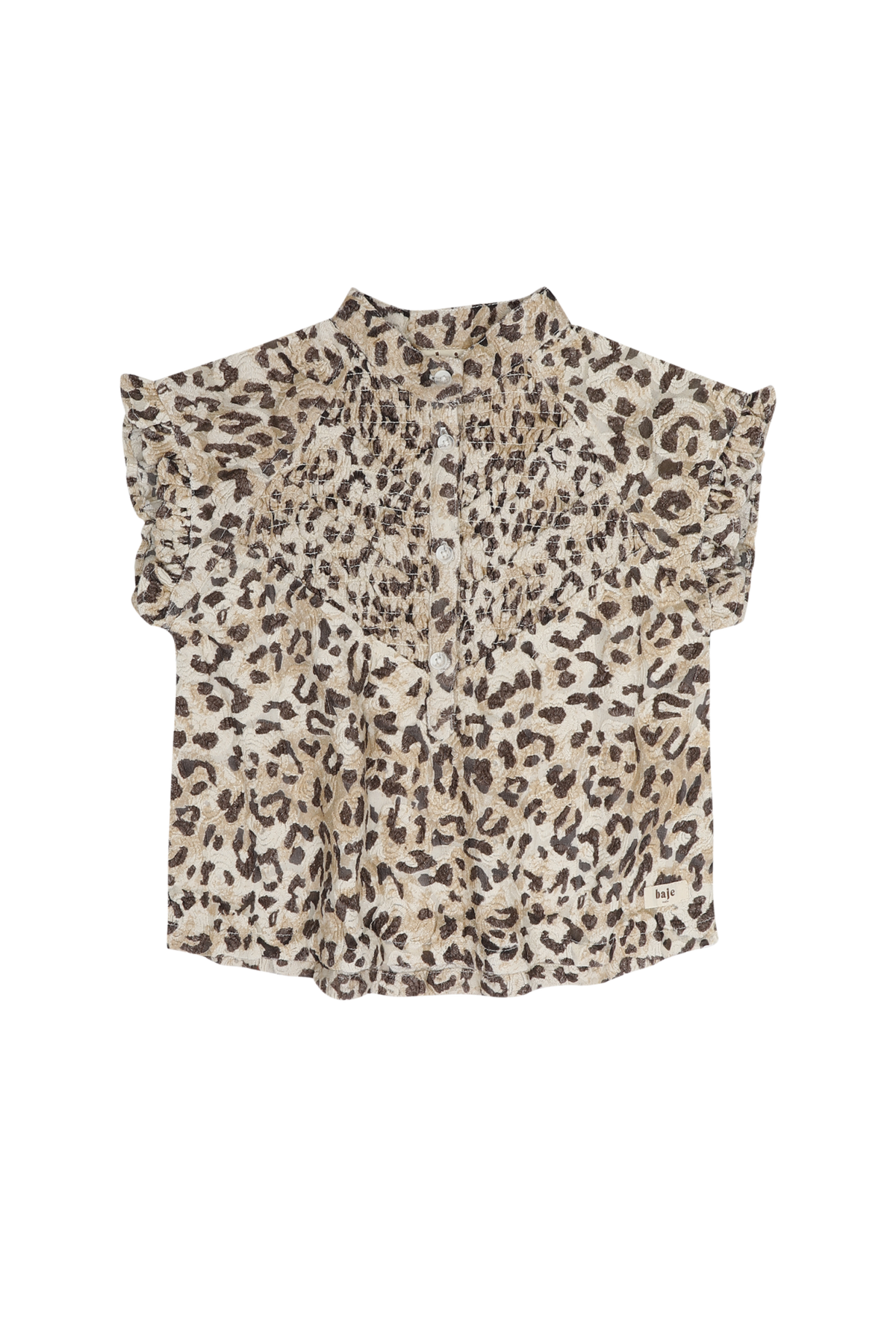 BAJE top meisje Mola korte mouw Creme Oat AOP beige shirt print (valt groot)