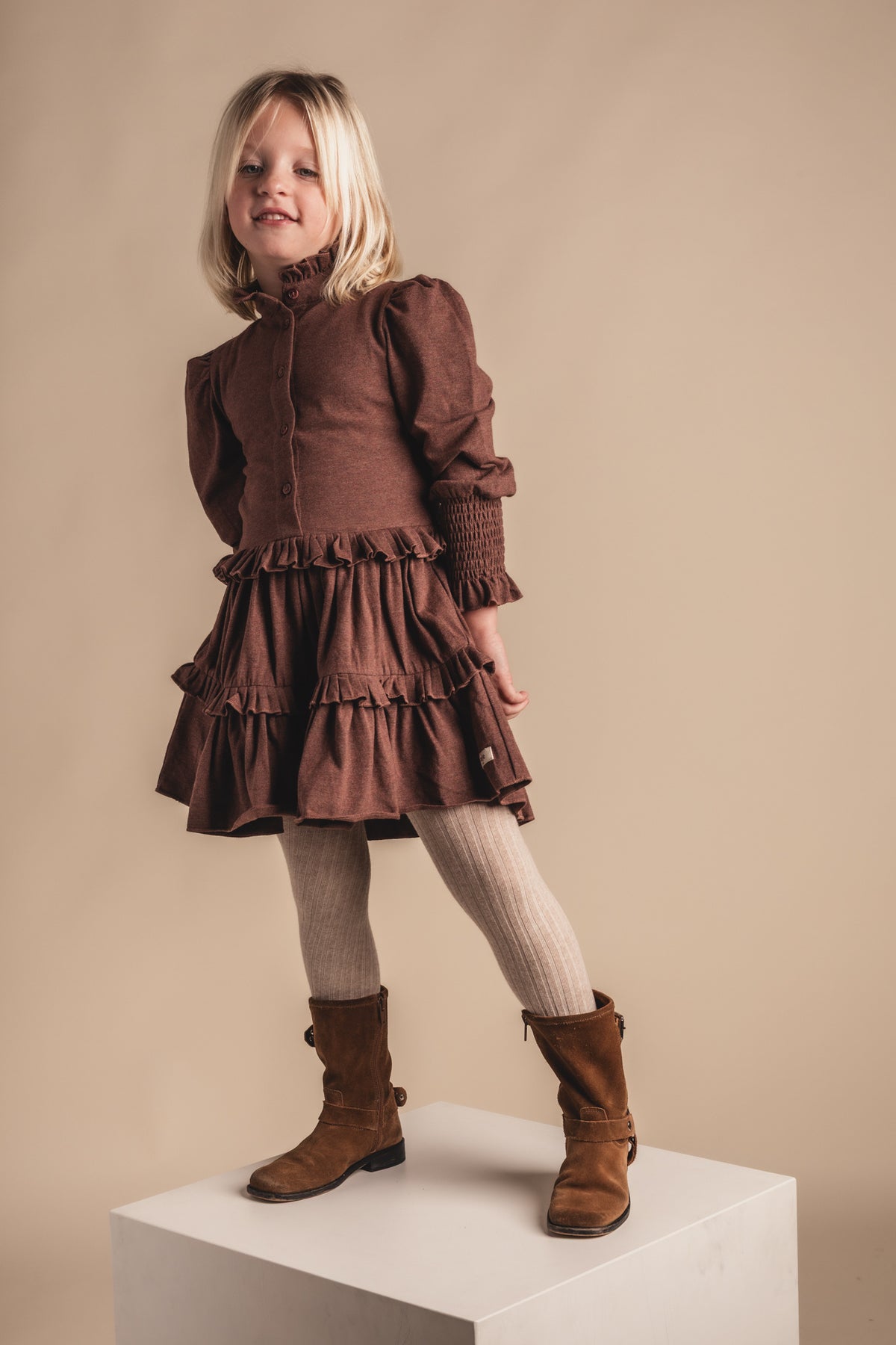 BAJE jurk meisje Moule Copper Brown (koperbruin)