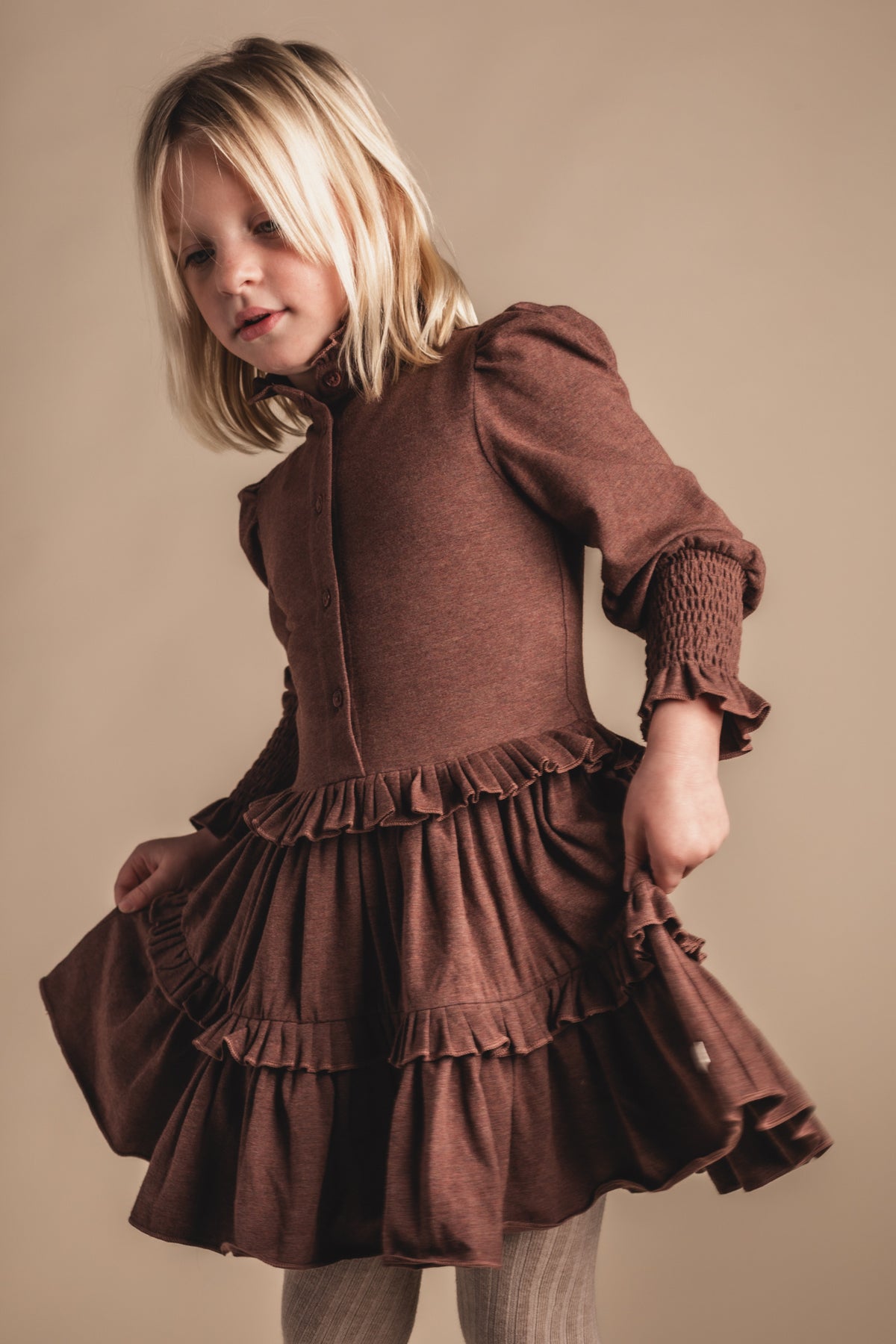 BAJE jurk meisje Moule Copper Brown (koperbruin)