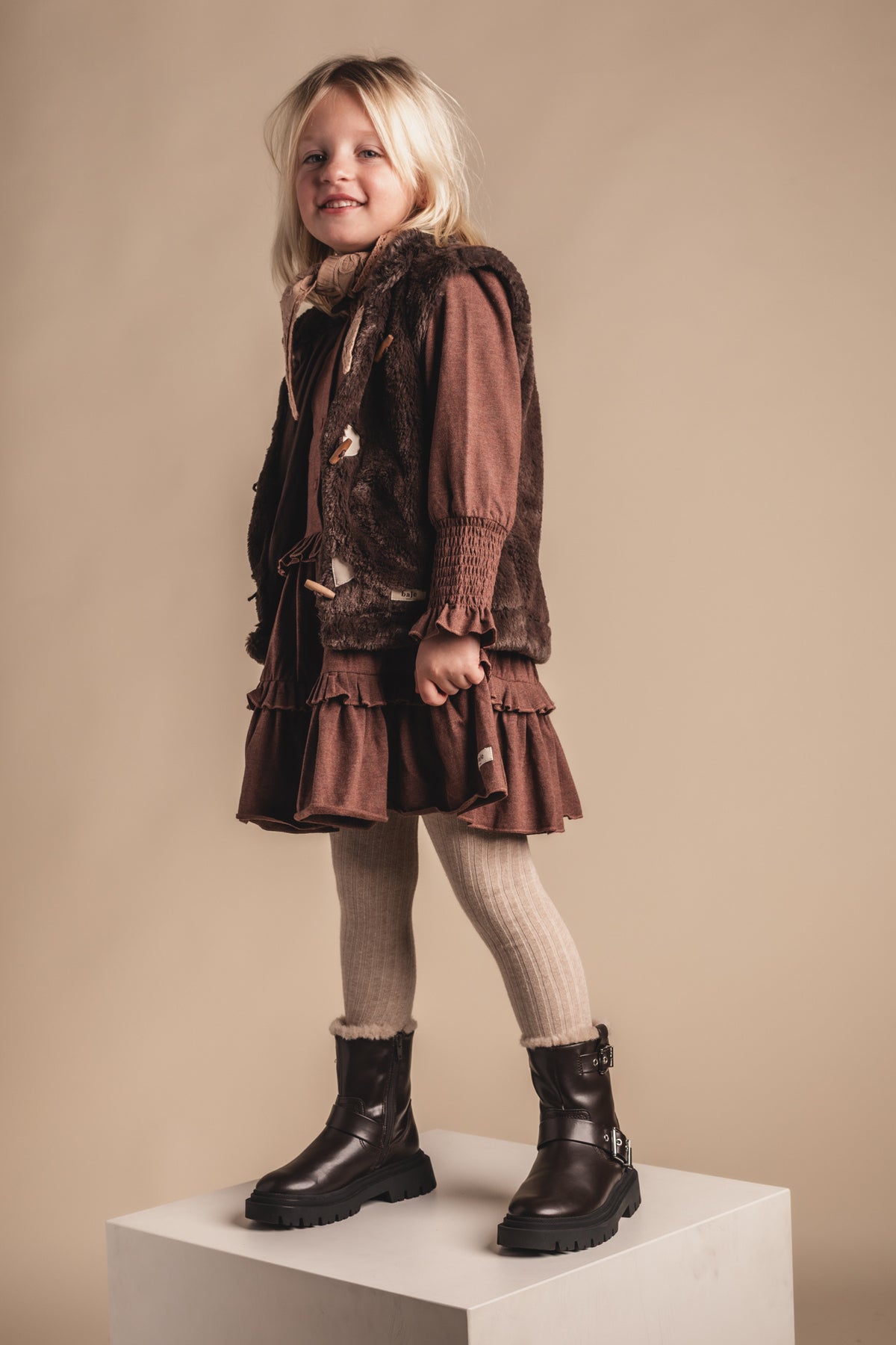 BAJE jurk meisje Moule Copper Brown (koperbruin)