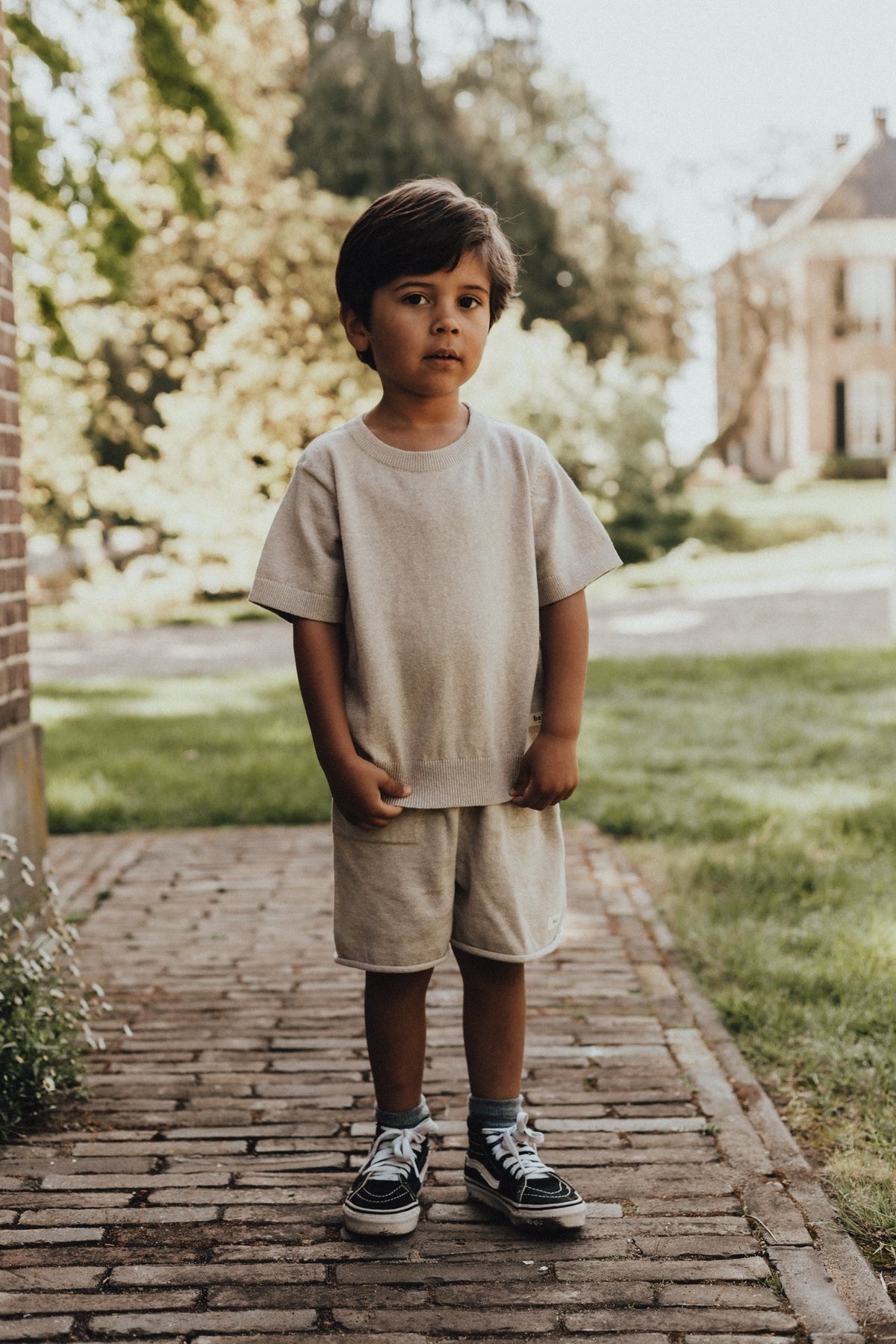 BAJE korte broek jongen Sebastian Sand Melange beige (valt groot)