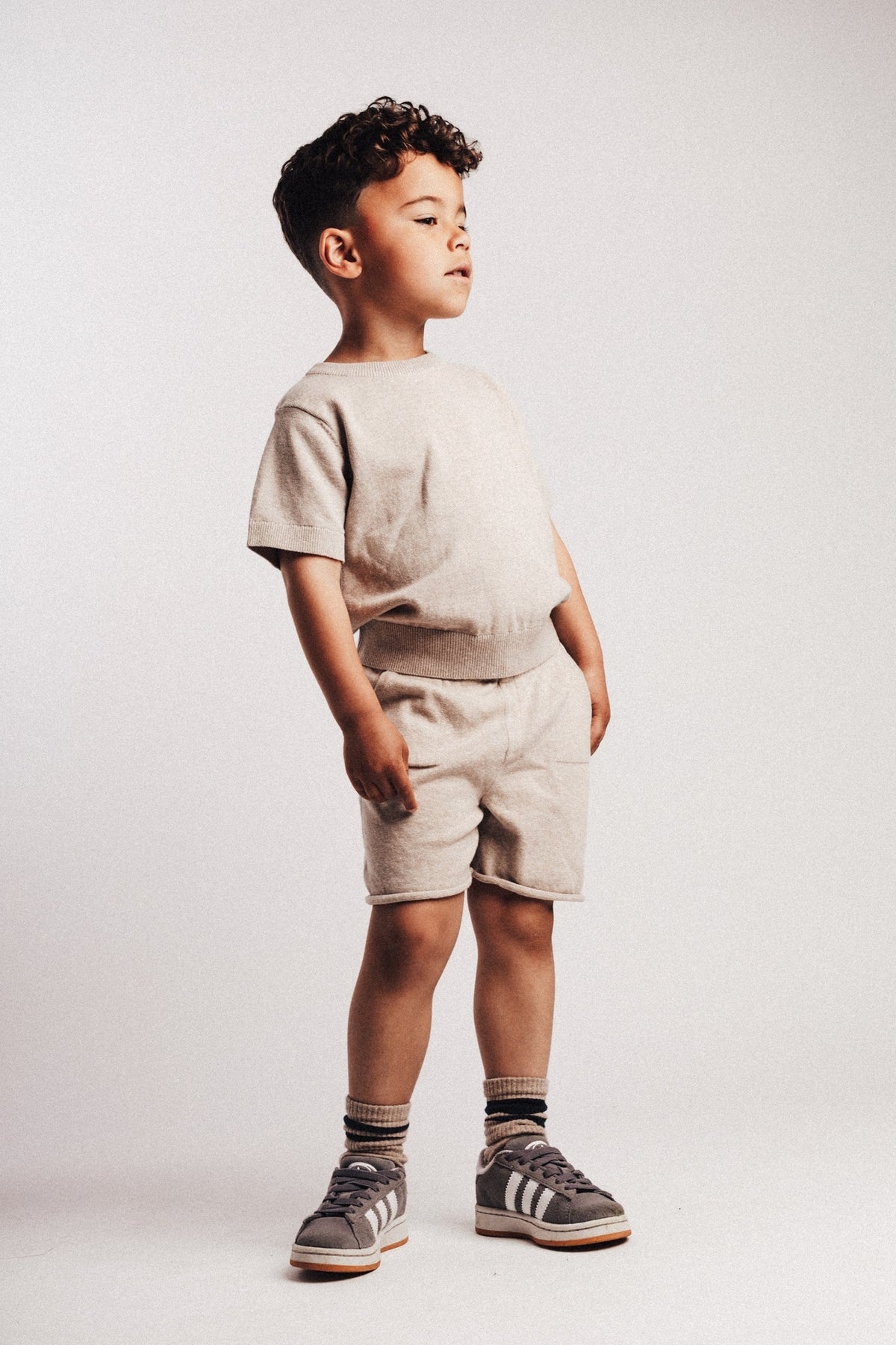 BAJE korte broek jongen Sebastian Sand Melange beige (valt groot)