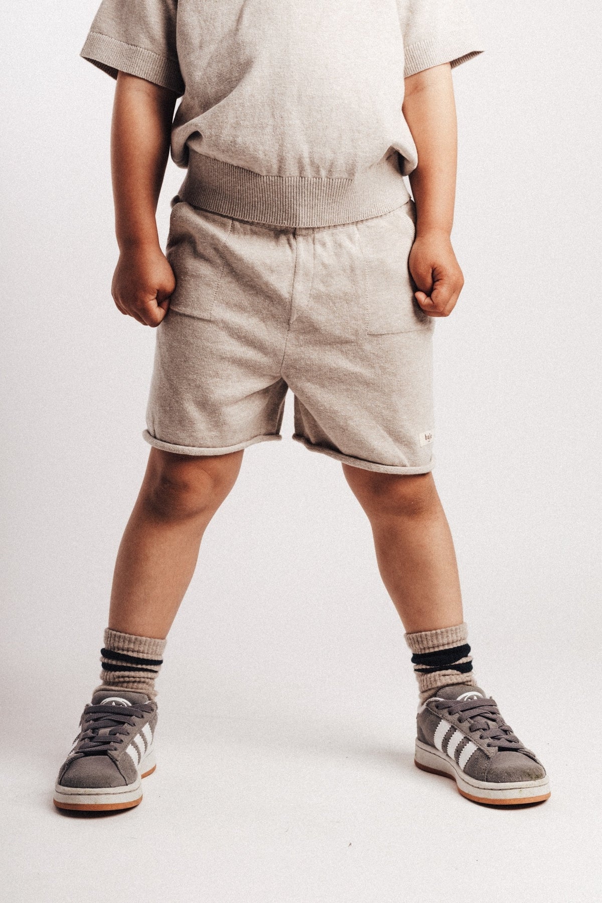 BAJE korte broek jongen Sebastian Sand Melange beige (valt groot)