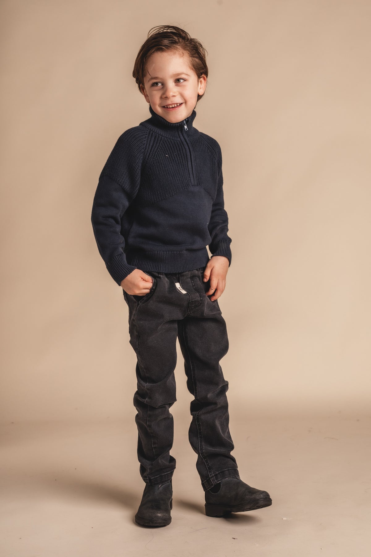 BAJE gebreide sweater jongen Seward Blue (donkerblauw)