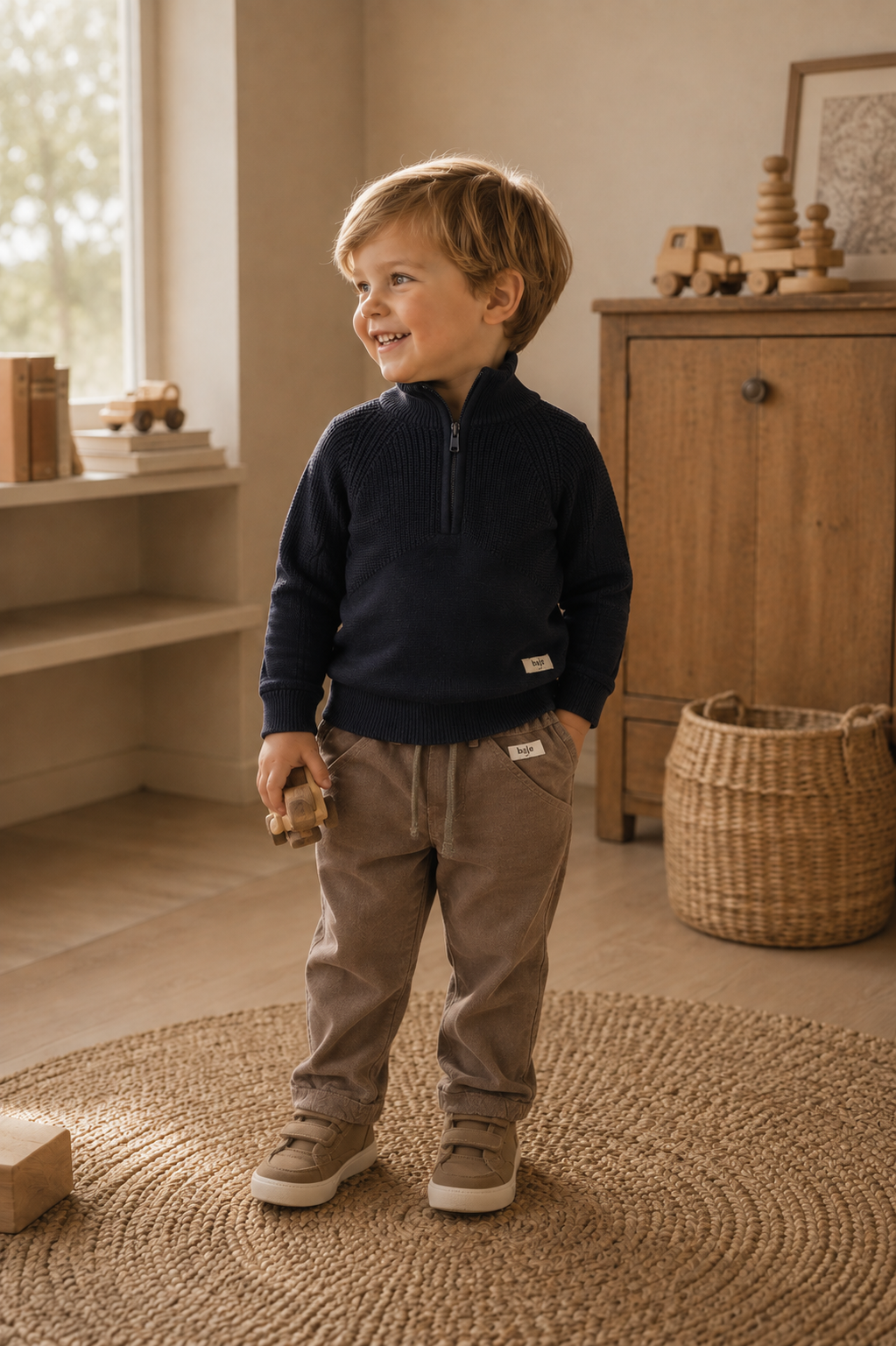 BAJE gebreide sweater jongen Seward Blue (donkerblauw)