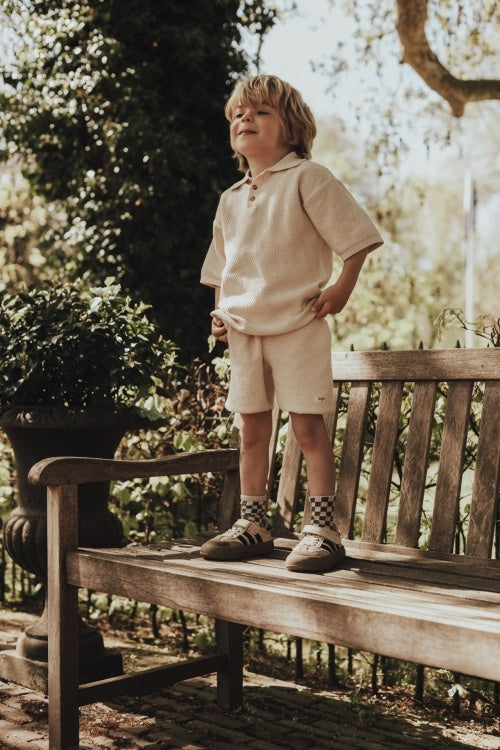 BAJE korte broek jongen Uriz short off-white wit (valt groot)