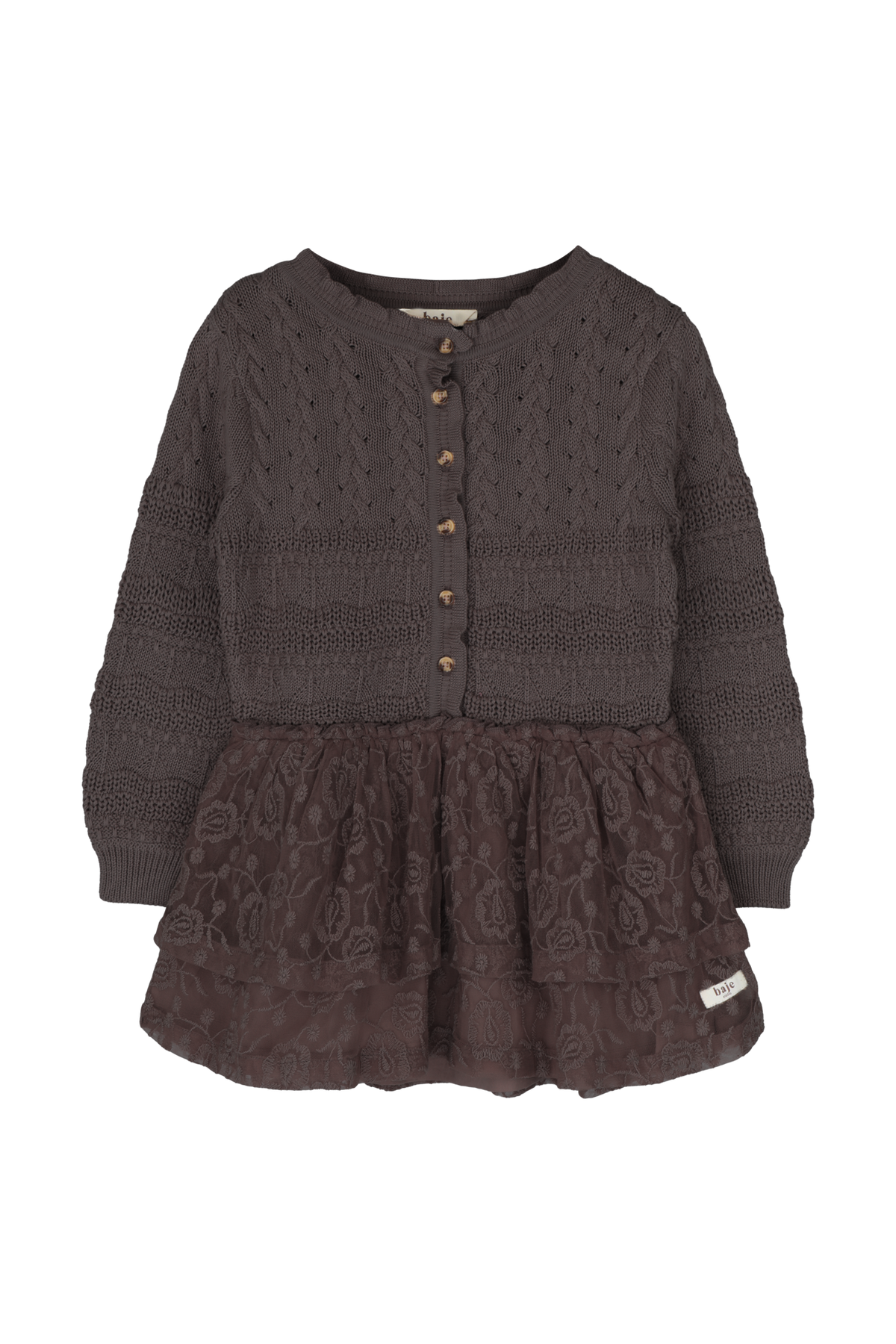 BAJE gebreide jurk meisje Yole Brown Choco (chocoladebruin)