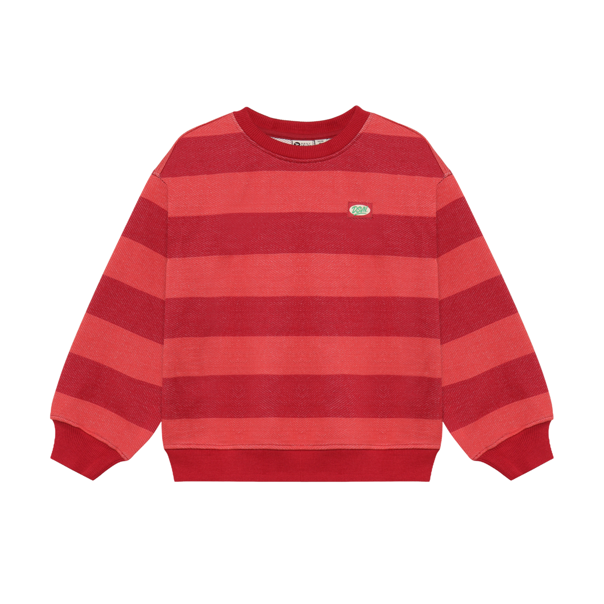 Daily7 oversized sweater jongen Big Stripe Rythmic Red (rood gestreept)