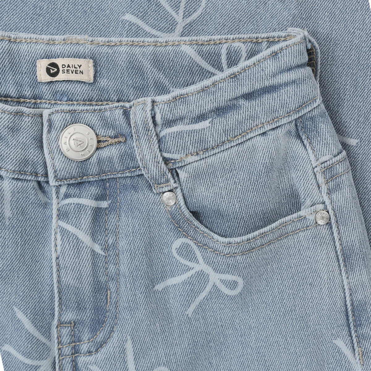 Daily7 jeans spijkerbroek meisje Denim Wide Fit Bow (wijde pasvorm)